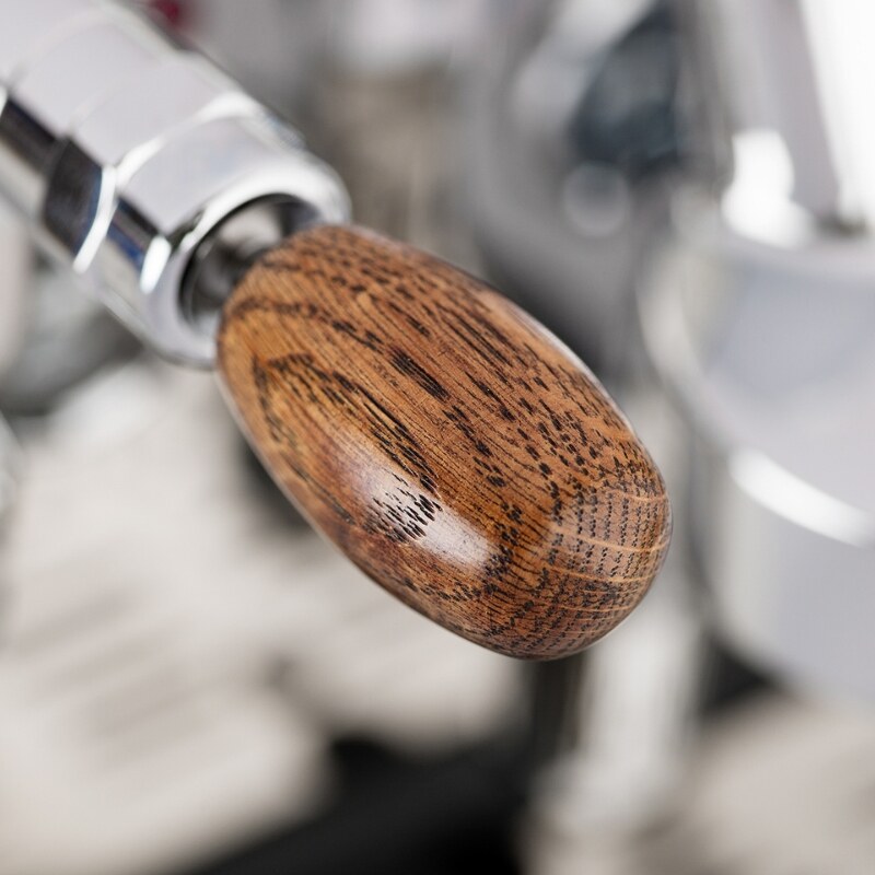 Detail of Fracino Classico’s handcrafted wooden control handle